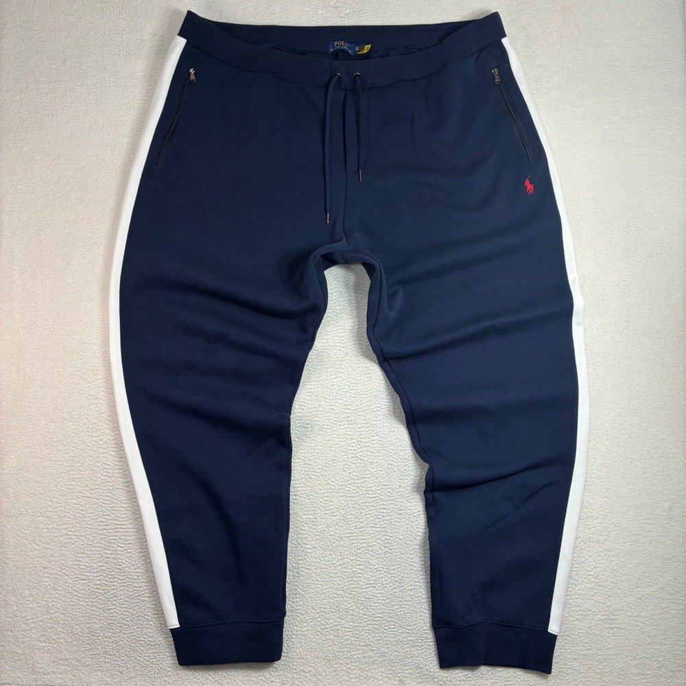 Polo Ralph Lauren Double Knit Joggers Men 3XLT Blue Sweatpants Embroidered Tall